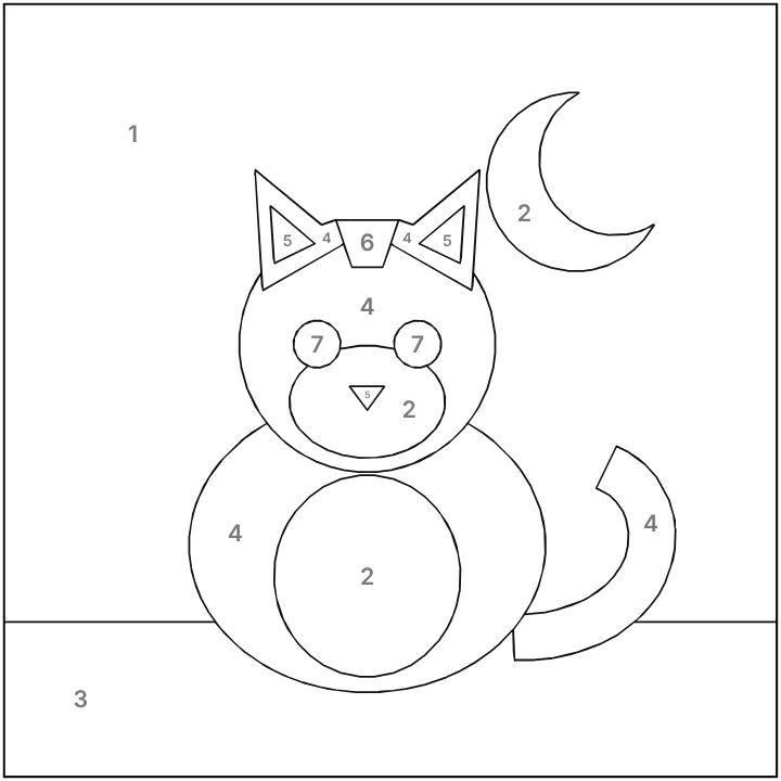 Numbered pattern of a cat